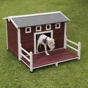 Caseta de madera para perros estilo granja