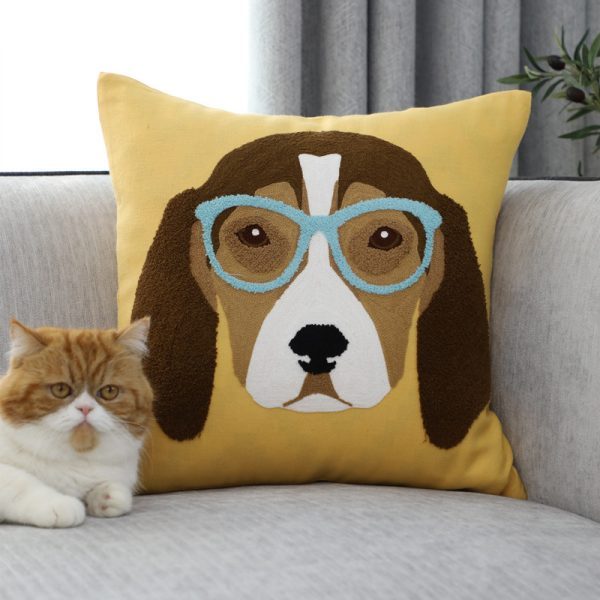 Pillow Embroidered Cushion With Core American Dog - Imagen 2