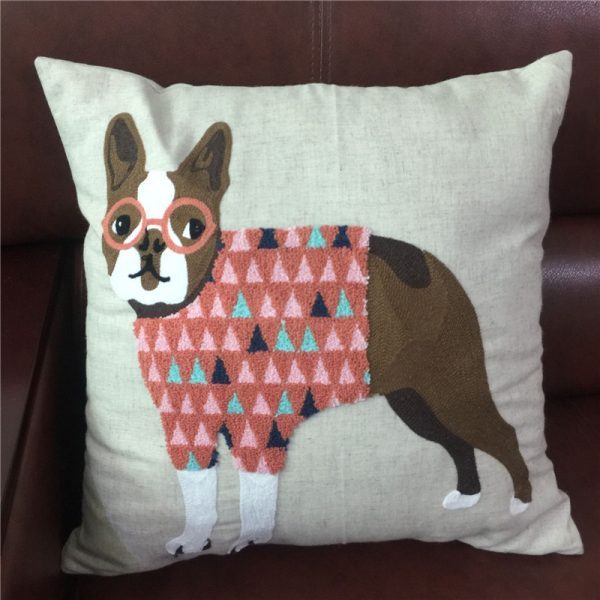 Pillow Embroidered Cushion With Core American Dog - Imagen 4