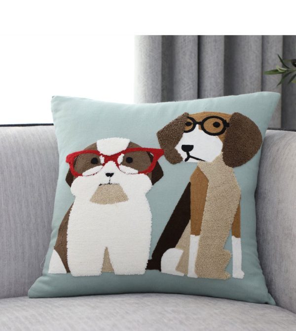 Pillow Embroidered Cushion With Core American Dog - Imagen 5