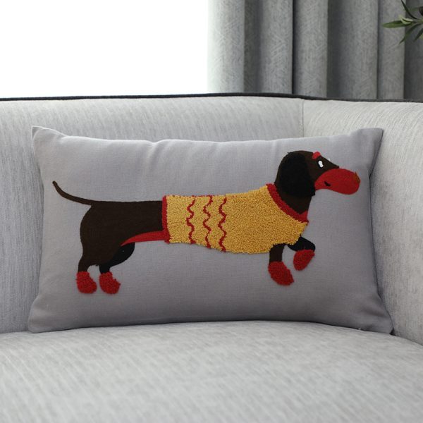 Pillow Embroidered Cushion With Core American Dog - Imagen 3